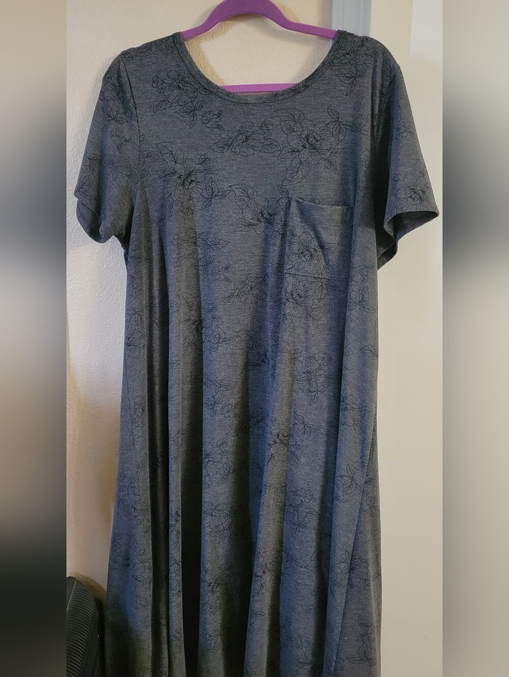 LuLaRoe Dark Gray (Charcoal) Tee Dress with Colorful Logo - XL